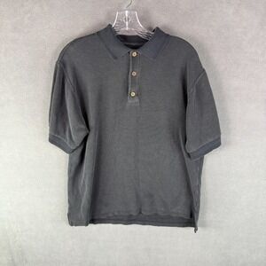 Montego Mon Mens‎ Polo Shirt Small Black Short Sleeve Beach Silk Blend Vacation